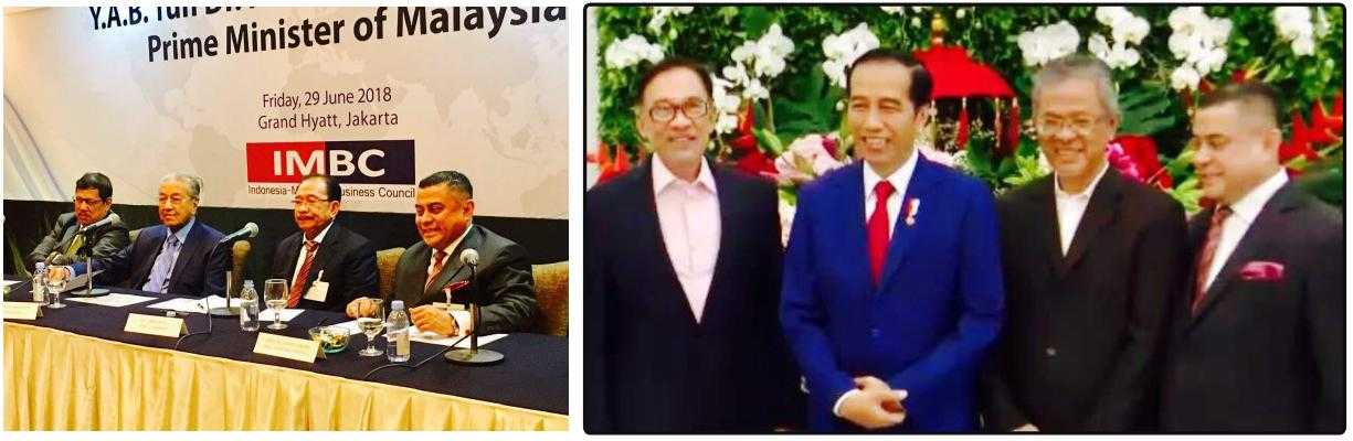 Chairul Anhar bersama Perdana Menteri Malaysia Mahathir Mohamad (kiri) dan Presiden Joko Widodo (kanan). Foto disediakan oleh Chairul Anhar.